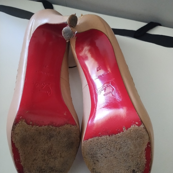 CHRISTIAN LOUBOUTIN ANGELIQUE 100 KID/CHIFFON PUMP'S - Picture 12 of 16